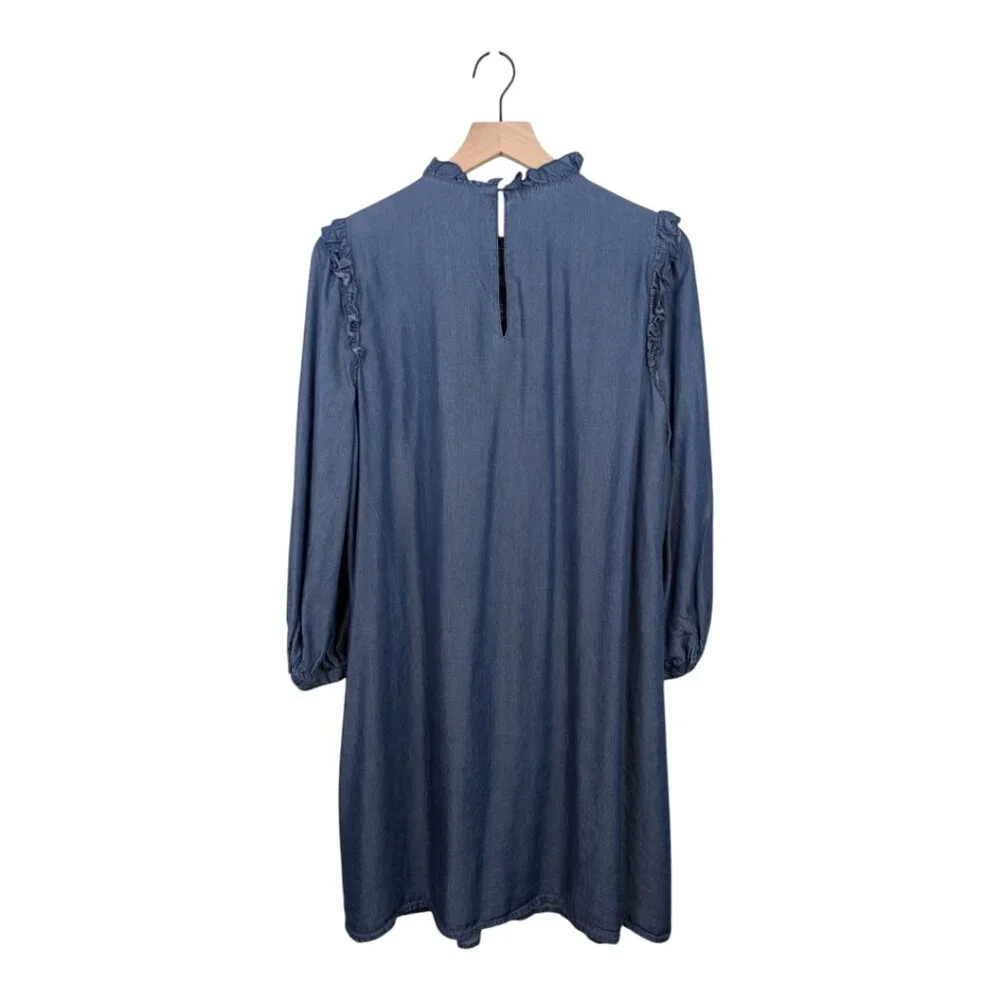 Kate Spade ♠️ Embroidered Indigo Chambray Dress | Medium | Rare Style - Picture 4 of 9
